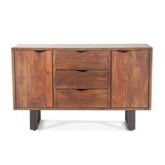 the sideboard is made from wood and has three drawers