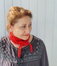 This cotton Sophie scarf in red is both fresh and classic. You will feel fantastically cozy, stylish and beautiful ❤️ This small neck scarf kerchief is soft and warm. Suitable for all seasons, for all life situations, celebration and special events. ✔ Occasion: office, party, travel, dating, going out, street wear, etc. Its minimalist design makes it effortlessly cool and wearable in everyday life. * Dimensions: length ~47" (119cm), width ~3.1" (8cm) * Color: red Attention: the color in the phot Casual Fall Scarves As Gifts, Casual One-size Scarf As Gift, Casual One Size Scarves As A Gift, Casual One-size Scarves Perfect For Gifts, Red Winter Scarves For Gifts, Red Hand Knitted Scarves One Size, Red Winter Scarves Perfect For Gifts, Red Hand Knitted Scarf One Size, Red Winter Scarf Perfect For Gifts