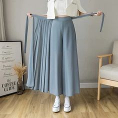 2024 Spring Summer New Style Korean Women Pleated Chiffon Trousers High Waist Pants Female Hakama Casual Wide Leg Pantalones SPECIFICATIONS Waist Type: high Decoration: sashes Decoration: PATCHWORK Decoration: Pleated Decoration: asymmetrical Decoration: Folds Elasticity: Slight Strech Fabric Type: Chiffon Pant Style: Wide leg pants Material: Polyester Fit Type: LOOSE Length: Ankle-Length Pants Release Date: Summer 2024 Closure Type: Elastic Waist Gender: WOMEN Front Style: Pleated Skirts Size Information Size S - Waist 64-94cm Hips 84cm Skirt length 86cm Size M - Waist 66-96cm Hips 88cm Skirt length 86cm Size L - Waist 68-98cm Hips 92cm Skirt length 87cm Size XL - Waist 70-100cm Hips 96cm Skirt length 87cm #womens fashion# #summer outfits 2024# #summer date outfit# #lazy summer outfit# #s Plise Skirt Outfit, Blue Ankle-length Pants For Spring, Blue Ankle-length Spring Pants, Casual Pleated Chiffon Bottoms, Blue Pleated Wide Leg Bottoms, Spring Blue Pleated Pants, Casual Ankle-length Pleated Skirt, Casual Blue Chiffon Bottoms, Casual Stretch Chiffon Bottoms