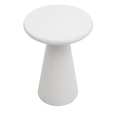 a white table with a round top on a white background in the shape of a cone