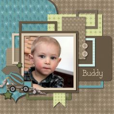 a scrapbook page with a photo of a boy