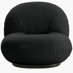 a black chair with a round base on it