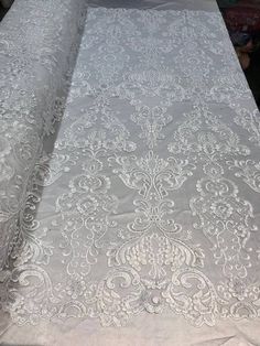 Wedding Fabrics, African Material, Embroidery With Sequins, Floral Lace Fabric, White Lace Fabric, Bridal Lace Fabric, African Lace Dresses, Lace Fabrics, White Bodycon