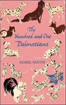 the hundred and one dalmatians by dodie smith book cover with dogs on pink background