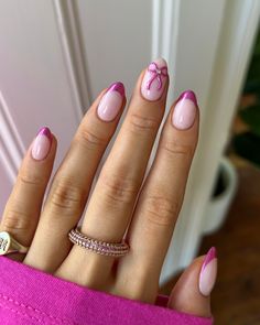 The cutesiest of cutesy nails🎀💓🌸✨ I adore these pink chrome nails with a 3d bow with all of my heart 🥹 @luvaj rings #nails #nailinspo #nailart #chromenails #christmasnails #xmasnails #nailsofinstagram Pink Chrome With Hearts, Valentine Nails Chrome, Valentines Bow Nails, Pink French Tip Nails With Chrome, Pink Nails With Bow Design, Valentines Chrome Nails, Chrome Bow Nails, Pink Short Almond Nails, Pink Nails With Bow