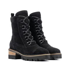 These luxury lace-up boots boast a timeless silhouette with a bold design. Crafted from high-quality suede, they feature d-rings for a secure closure, a lug sole for added traction and a softly square toe. Target Finds, Closed Toe Shoes, Target Clothes, Timberlands Women, Sewing Party, Shoes Boots Ankle, Bold Design, Lug Sole, Waterproof Boots