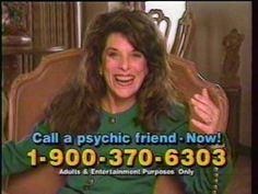 a woman sitting in a chair with her hand up to her face and the caption says, call a psychic friend now