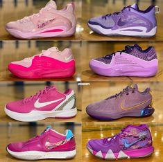 the nike basketball shoes are all different colors