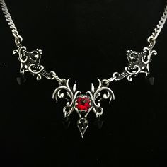 This Gothic necklace, Vampiric necklace, Elven necklace, is an handmade pewter sculpture of my own creation. I work the pewter by myself at home. This necklace is solid enough to wear during live action role playing games. The chain is made of stainless steel and is solid and adjustable from 14''(35cm) to 18''(45cm). (You can ask a different lenght if necessary, i cut them by myself so it's no problem) I only use high grade and hypoallergenic materials(lead free pewter alloy 98% tin, stainless s Vampiric Jewelry, Elven Necklace, Emo Jewelry, Vampire Necklace, Pentagram Necklace, Role Playing Games, Gothic Necklace, Sparkly Things, Playing Games