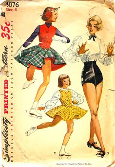 Tap Dance Outfits, Dance Costumes Tap, 1950s Girls, Skating Outfit, Circular Skirt, Tap Dancing, 1950s Sewing Patterns, Sewing Patterns Girls, Vintage Dress Patterns