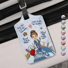 Travel brings power and love back into your life.  Embark on your next adventure with our "Travel More Worry Less" personalized luggage tag, a perfect gift for women, men, and even yourself! This unique and delightful accessory is designed to enhance your travel experiences, especially during those sunny summer getaways.  Whether you're gifting it for Thanksgiving, Christmas, birthday, anniversaries, or just because, this meaningful tag is sure to be appreciated and bring joy to anyone who recei Luggage Tag Design, Travel More Worry Less, Luggage Tag Designs, Cartoon Women, Suitcase Backpack, Personalized Luggage, Travel More