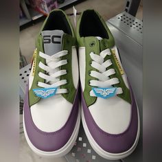 Try Out These Cool, Low Top Lace Up Shoe Featuring A Unique Design For Everyones Favorite Toy Story Character Buzz Lightyear! This One Of The Kind Buzz Lightyear Sneaker Will Last You To Infinity And Beyond! Men Canvas Slip On Rubber Applique On Side Panels Lace Up Closure Lightyear Logo Printed Wipe Clean 90% Canvas Material Size 11 Buzz Lightyear Belt, Toy Story Character, Toy Story Characters, Toy Story Buzz Lightyear, Lace Up Sneakers, To Infinity And Beyond, Buzz Lightyear, Side Panels, Lace Tops