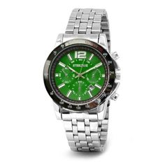 This Steeltime men's stainless steel watch features a green alloy face with a functioning Tachymeter. This genuine stainless-steel & alloy watch brings the modern style you need to wear anywhere. It's tough and eye catching while adding to your everyday look. Size: one size.  Gender: male.  Age Group: adult. Steel Watch, Stainless Steel Watch, Everyday Look, The Modern, Modern Style, Jewelry Watches, Age Group, Bring It On, Stainless Steel