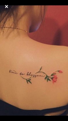 the back of a woman's shoulder with an inscription on it that says, love for