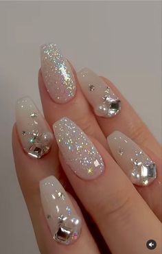 Nail Art Mariage, Ongles Bling Bling, Bridal Nail, Nails Art Ideas, Bridal Nail Art, Wedding Nail, Wedding Nails Design