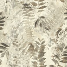 an image of a wallpaper with leaves and plants on it in shades of brown