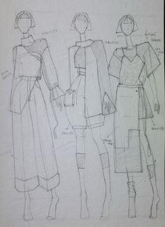 three different types of clothes are shown in this drawing