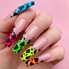 Ballet Nails, Colorful Nail, Colorful Nails, Coffin Press On Nails, Gel Art, Rainbow Nails, Neon Nails, Nailed It, Dope Nails