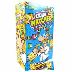 the candy watch box is open and has an image of a cartoon character on it