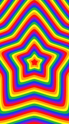 an abstract rainbow colored background with wavy lines and a star at the center in the middle