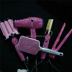 Curling Wands, Rhinestone Projects, Hair Care Tools, Hair Boutique, Hair Supplies, Glam Hair, Hot Hair Styles, Hot Tools, Pink Bling