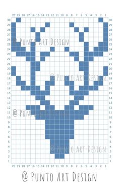 a cross stitch pattern with the words punto art design in blue and white on it