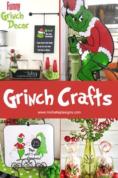 the grinch crafts are on display at the store