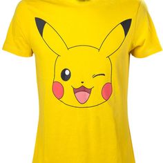 a yellow t - shirt with a pikachu face on it's chest