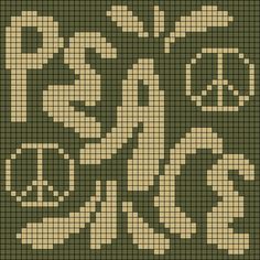 a cross stitch pattern in shades of green and beige