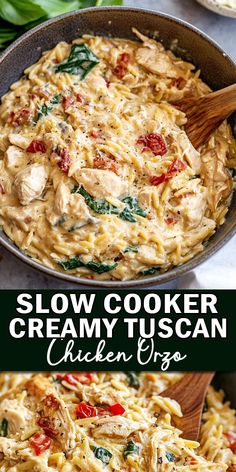 this slow cooker creamy tuscann chicken and spinach casserole is the perfect side dish