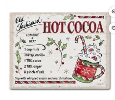 an old fashioned hot cocoa sign with candy canes