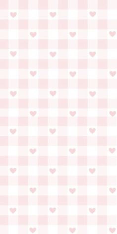 a pink and white checkered wallpaper with hearts on the bottom, in shades of light pink