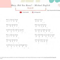 a page from the mary did you know? musical english book