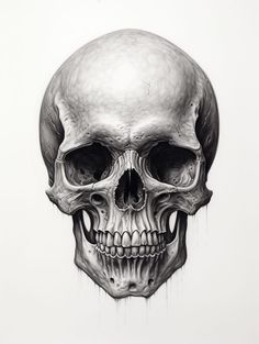 a drawing of a skull with its mouth open