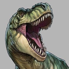 a close up of a dinosaur with its mouth open