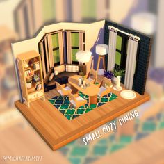 Sims Dining Room Ideas, Bay Window Seating Area, Window Seating Area, Bay Window Seating, Sims 4 House Ideas, Sims 4 Interior, Sims Design, Sims Rooms, Cozy Dining Room