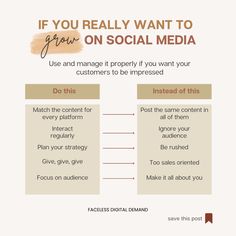 a social media poster with the words if you really want to grow on social media