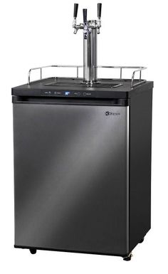 Kegco 24 Wide Triple Tap Black Stainless Steel Digital Kegerator - America Best Appliances Beer Refrigerator, Tap Beer, Beer Tower, Beer Dispenser, Easy Rolls, Beer Keg, Stainless Steel Door, Home Brewing Beer, Dry Bar