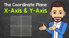 the coordinate plane x - axs and y - axes with a man pointing to it