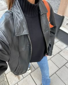 Womens Black Leather Jacket, Autumn Fits, Cold Outfits, Leather Jacket Outfits, Autumn Outfit, Outfits Fashion, Leather Jackets Women