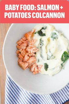 A delicious and healthy meal for little mouths. Salmon For Baby, Baby Food By Age, Diy Baby Food, Delicious Clean Eating, Healthy Baby Food, Baby First Foods, Weaning Recipes, Baby Puree Recipes