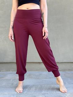 caraucci women's maroon slim fit jogger pants with fold over waistband  #color_wine Stretch Sweatpants With Elastic Waistband For Fall, Solid Sweatpants With Loosely Fitted Hips And Tapered Leg, Versatile Full Length Lounging Sweatpants, Baggy Joggers With Elastic Waistband For Lounging, Baggy Sweatpants With Elastic Waistband For Lounging, Casual Yoga Sweatpants With Pockets, Stretch Ankle-length Sweatpants For Lounging, Versatile Stretch Pants For Lounging, Stretch Tapered Leg Sweatpants For Lounging