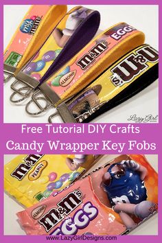 candy wrapper key fobs that are easy to make and fun for kids