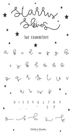 stars and the characters written in cursive writing with black ink on white paper