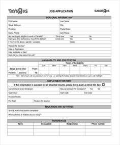 the job application form is shown in this file, and it contains information for employees