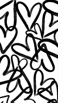 black and white drawing of hearts