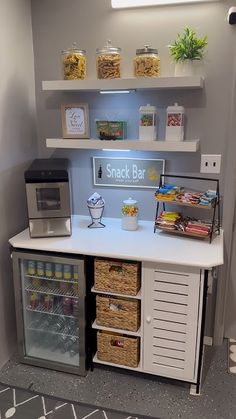 a small snack bar with drinks and snacks