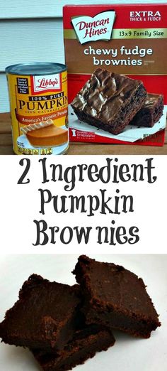 two ingredient pumpkin brownies with chocolate frosting