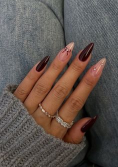 Kutek Disney, Maroon Nails, Burgundy Nails, Her Nails, White Nail, Brown Nails, Autumn Nails, Xmas Nails