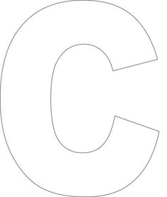 the letter c is made up of black and white lines, which are drawn in two different directions